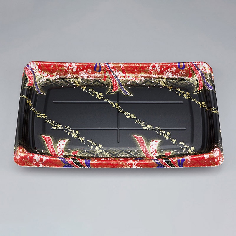 シーピー化成 寿司容器　SFシャチ盛　本体 SFシャチ盛39結び舞赤本体 結び舞赤 10枚/袋（ご注文単位32袋）【直送品】