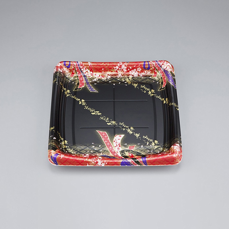 シーピー化成 寿司容器　SFシャチ盛　本体 SFシャチ盛235結び舞赤本体 結び舞赤 20枚/袋（ご注文単位18袋）【直送品】