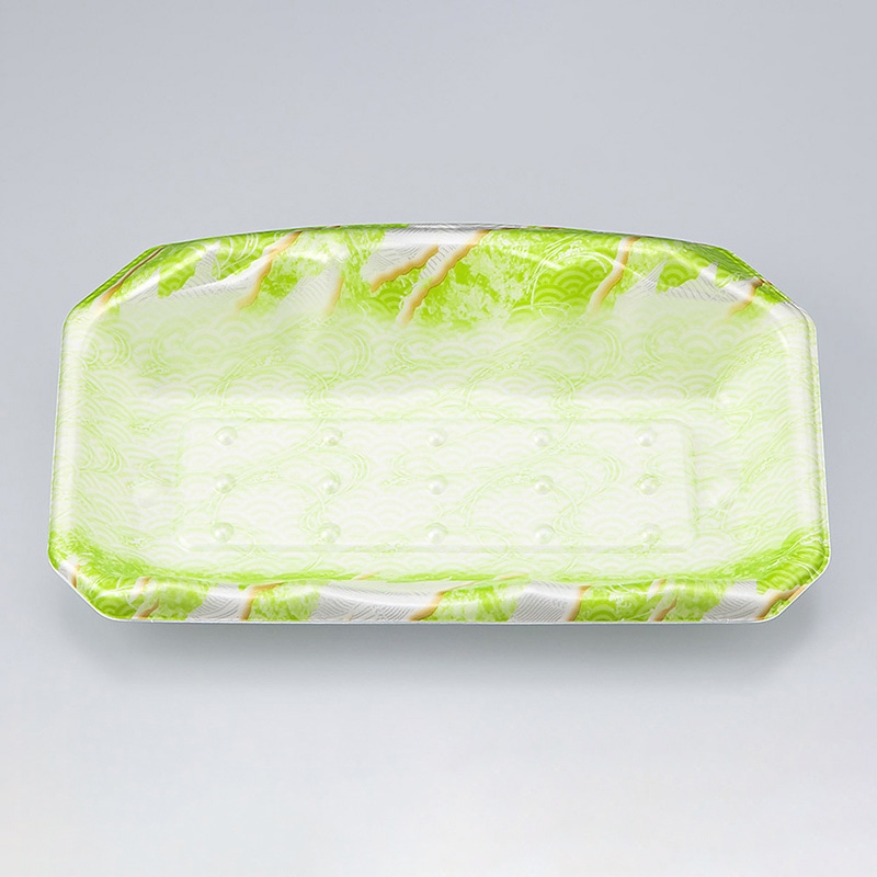 シーピー化成 刺身用トレー SFサシミ 67 大海緑 50枚/袋(ご注文単位16袋)【直送品】