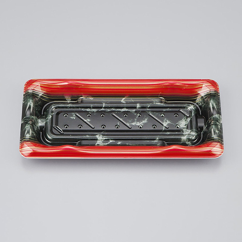 シーピー化成 寿司容器　SF港　本体 14 大理石赤 50枚/袋（ご注文単位24袋）【直送品】