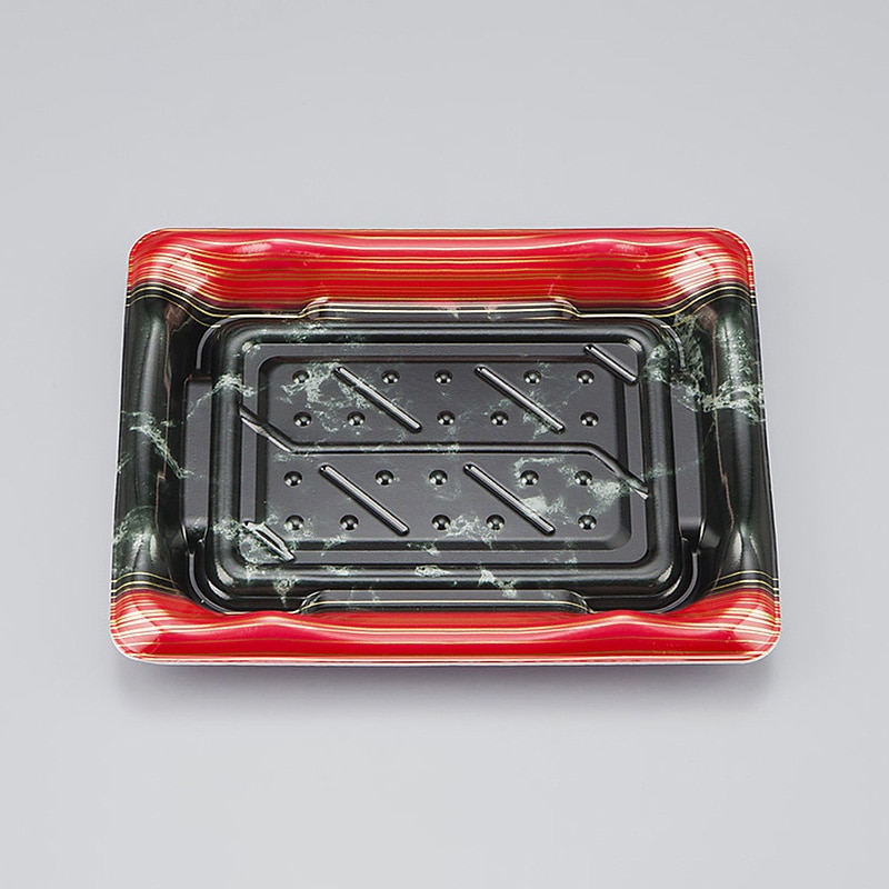 シーピー化成 寿司容器 SF港 本体 23 大理石赤 50枚/袋(ご注文単位24袋)【直送品】