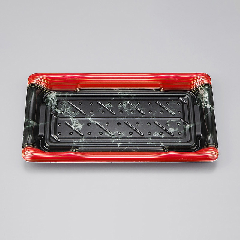 シーピー化成 寿司容器 SF港 本体 25 大理石赤 50枚/袋(ご注文単位16袋)【直送品】