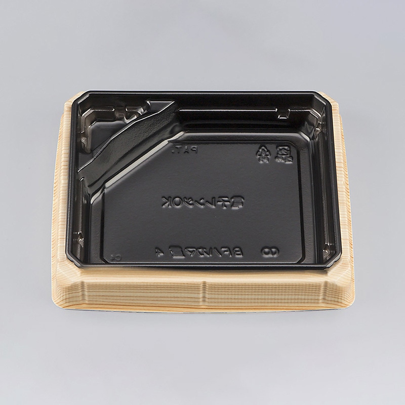 シーピー化成 お重容器 BFハカマ重 本体 4(N) 杉板黒 50枚/袋(ご注文単位18袋)【直送品】