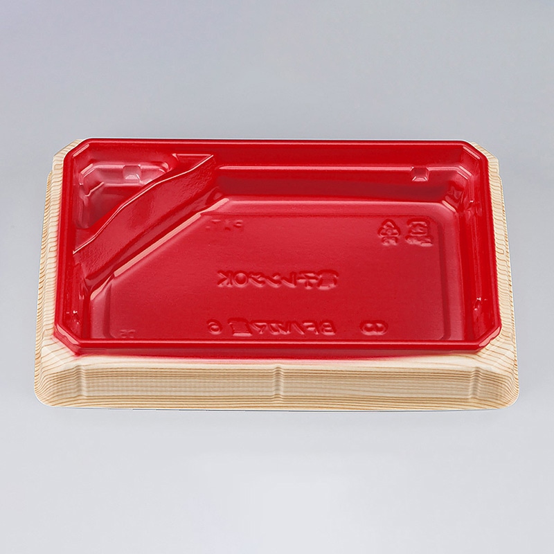 シーピー化成 お重容器 BFハカマ重 本体 6(N) 杉板赤 50枚/袋(ご注文単位16袋)【直送品】