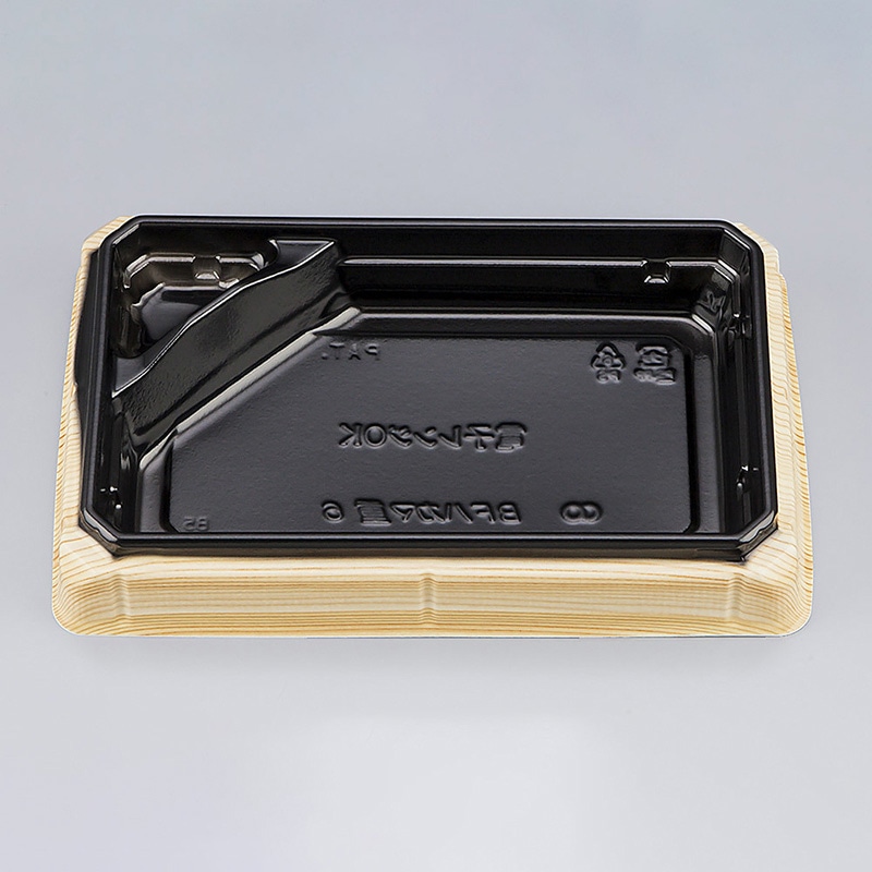 シーピー化成 お重容器 BFハカマ重 本体 6(N) 杉板黒 50枚/袋(ご注文単位16袋)【直送品】