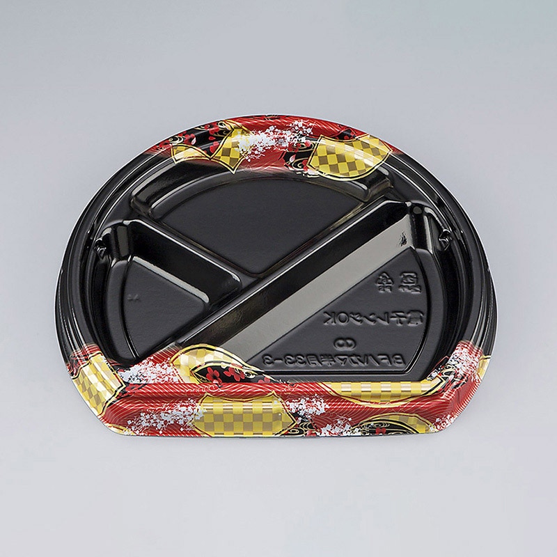 シーピー化成 弁当容器　BFハカマ半月　本体 33-3（N） 舞扇赤 50枚/袋（ご注文単位12袋）【直送品】