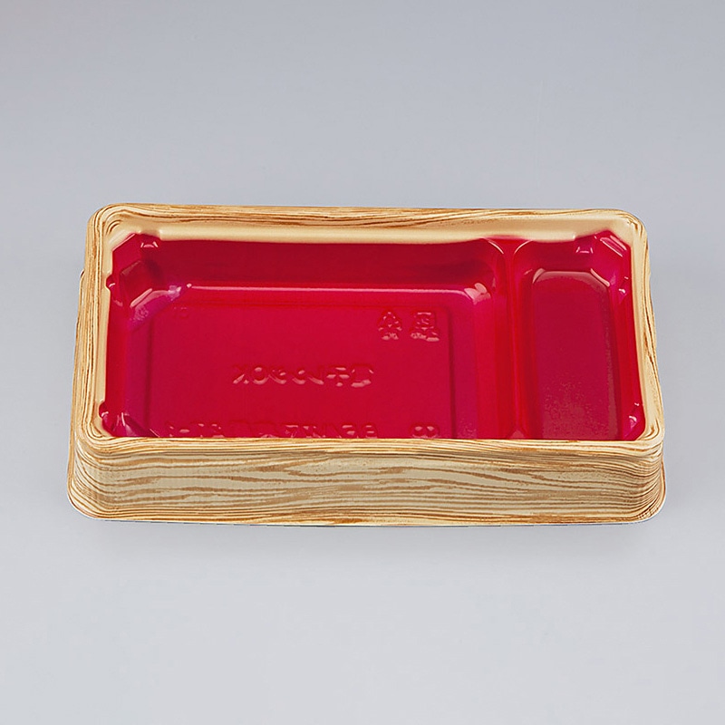 シーピー化成 お重容器 BFハカマ集重 本体 27-1(N) 杉板赤 50枚/袋(ご注文単位16袋)【直送品】