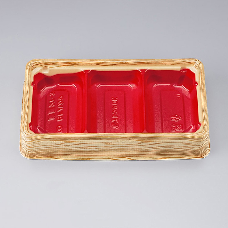 シーピー化成 お重容器 BFハカマ集重 本体 27-3(N) 杉板赤 50枚/袋(ご注文単位16袋)【直送品】