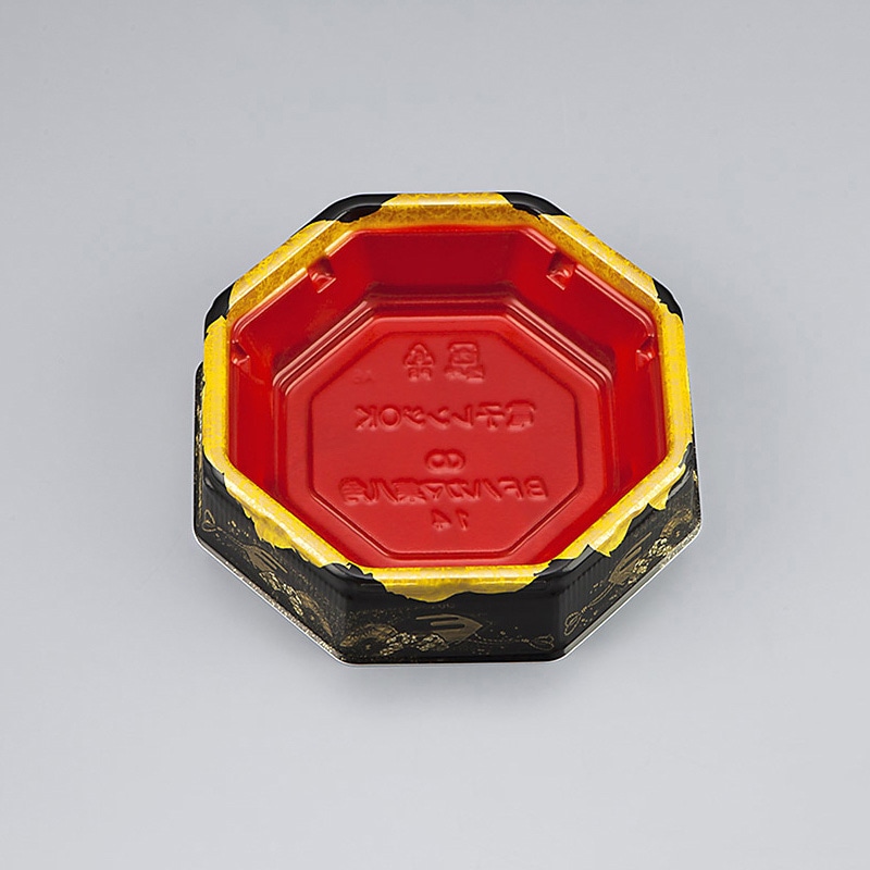 シーピー化成 米飯容器 BFハカマ集八角 本体 14(N) みやこ扇赤 50枚/袋(ご注文単位16袋)【直送品】