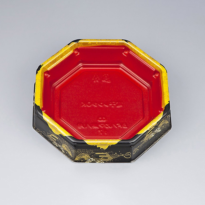 シーピー化成 米飯容器 BFハカマ集八角 本体 17(N) みやこ扇赤 50枚/袋(ご注文単位12袋)【直送品】