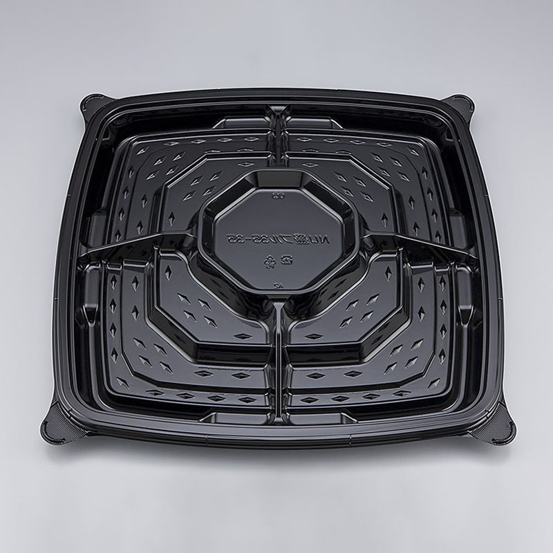 シーピー化成 オードブル容器　NU盛ブル　本体 35-35 黒 10枚/袋（ご注文単位12袋）【直送品】