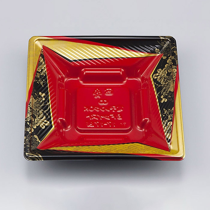 シーピー化成 弁当容器 BFツイスト 本体 17-17浅 辻風赤 50枚/袋(ご注文単位18袋)【直送品】