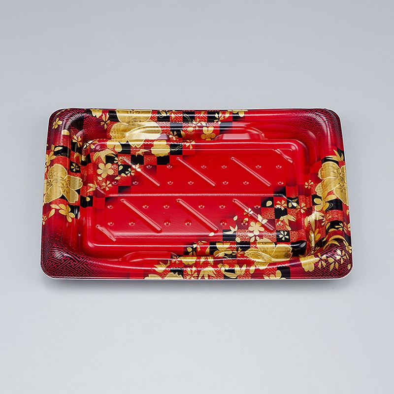 シーピー化成 寿司容器 SFうま皿 本体 24 花雅赤 50枚/袋(ご注文単位18袋)【直送品】