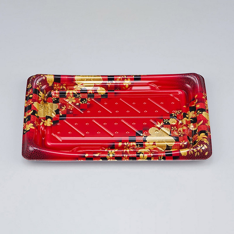 シーピー化成 寿司容器 SFうま皿 本体 25 花雅赤 50枚/袋(ご注文単位16袋)【直送品】