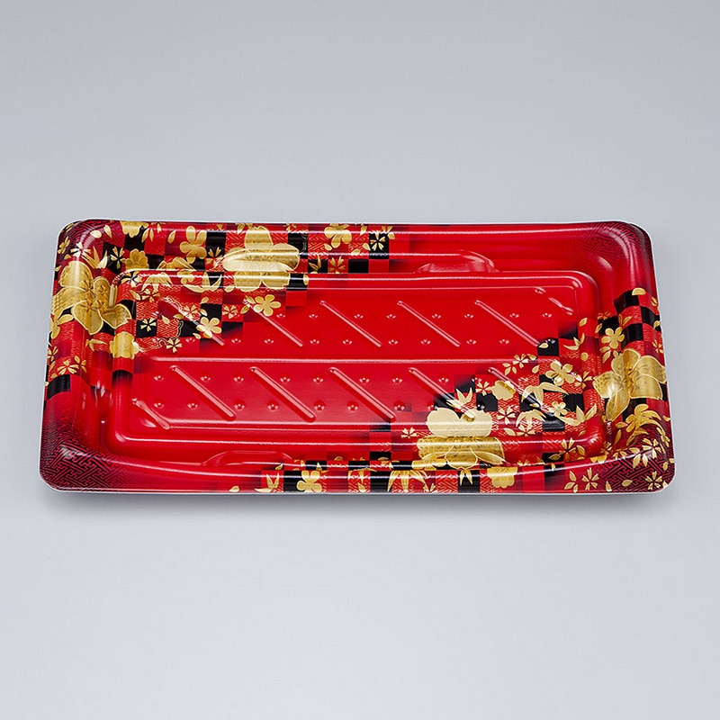 >シーピー化成 寿司容器 SFうま皿 本体 26 花雅赤 50枚/袋(ご注文単位16袋)【直送品】