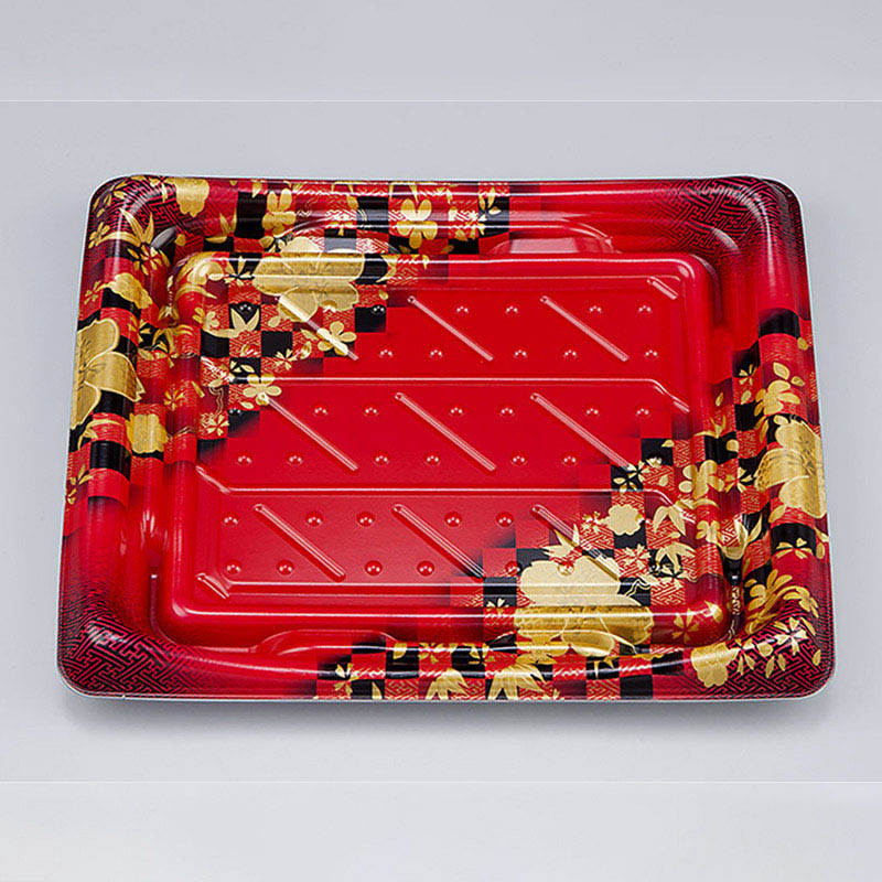 シーピー化成 寿司容器　SFうま皿　本体 34 花雅赤 50枚/袋（ご注文単位12袋）【直送品】