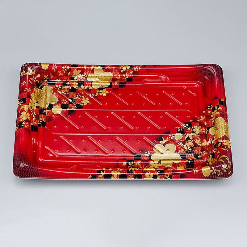 シーピー化成 寿司容器 SFうま皿 本体 36 花雅赤 50枚/袋(ご注文単位8袋)【直送品】