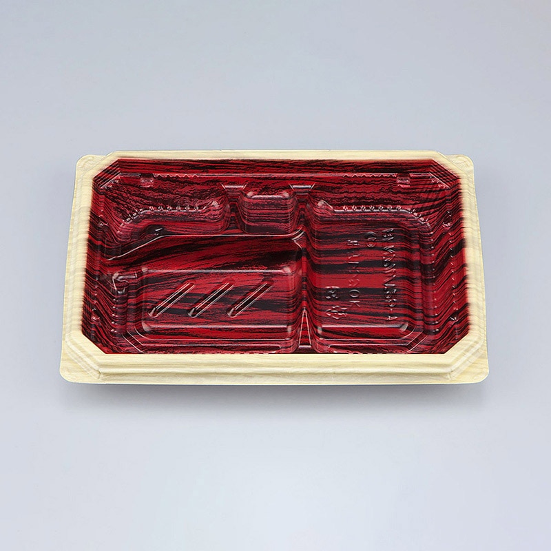 シーピー化成 弁当容器 BFNアルバ 本体 25-1 和もく赤 50枚/袋(ご注文単位12袋)【直送品】