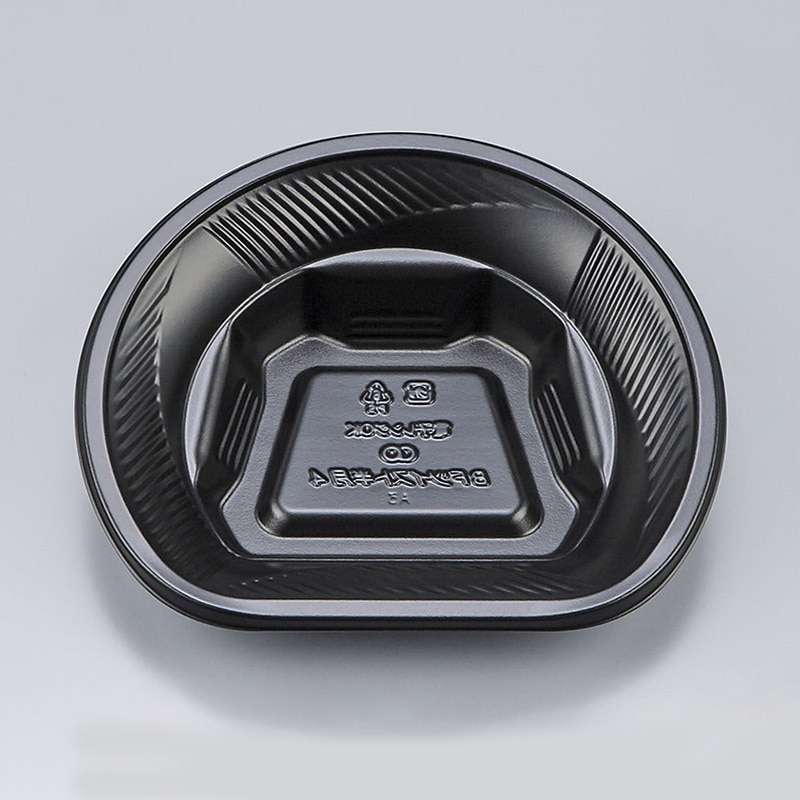 シーピー化成 弁当容器　BFツイスト半月　本体 半月4 黒 50枚/袋（ご注文単位16袋）【直送品】