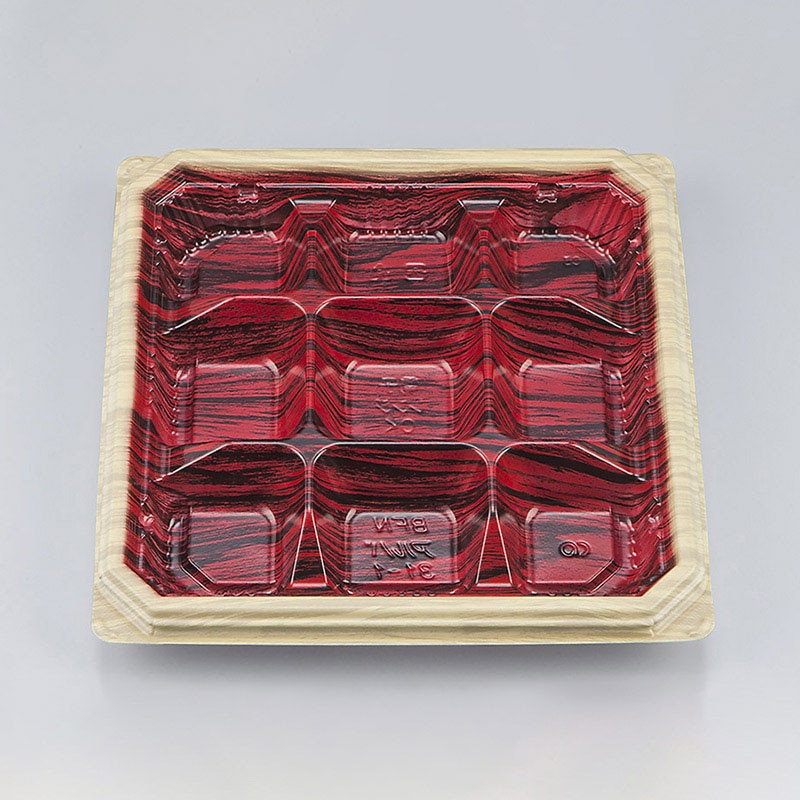 シーピー化成 弁当容器 BFNアルバ 本体 31-1 和もく赤 50枚/袋(ご注文単位8袋)【直送品】