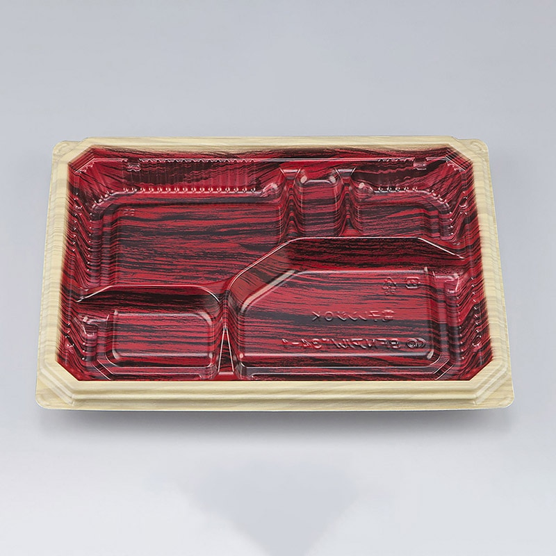 シーピー化成 弁当容器 BFNアルバ 本体 34-1 和もく赤 50枚/袋(ご注文単位8袋)【直送品】