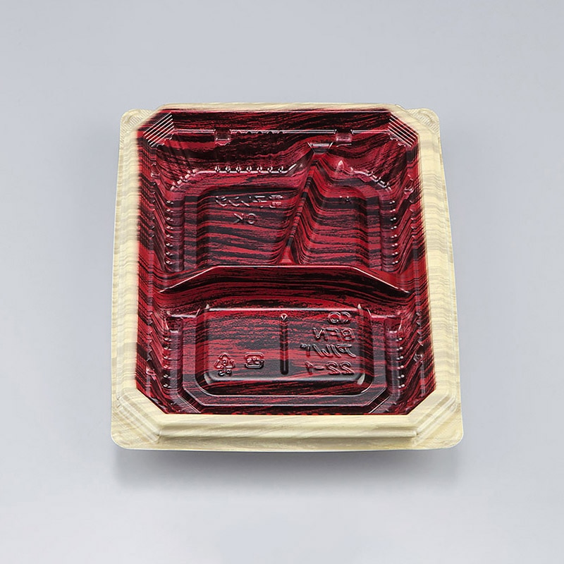 シーピー化成 弁当容器 BFNアルバ 本体 22-1 和もく赤 50枚/袋(ご注文単位18袋)【直送品】