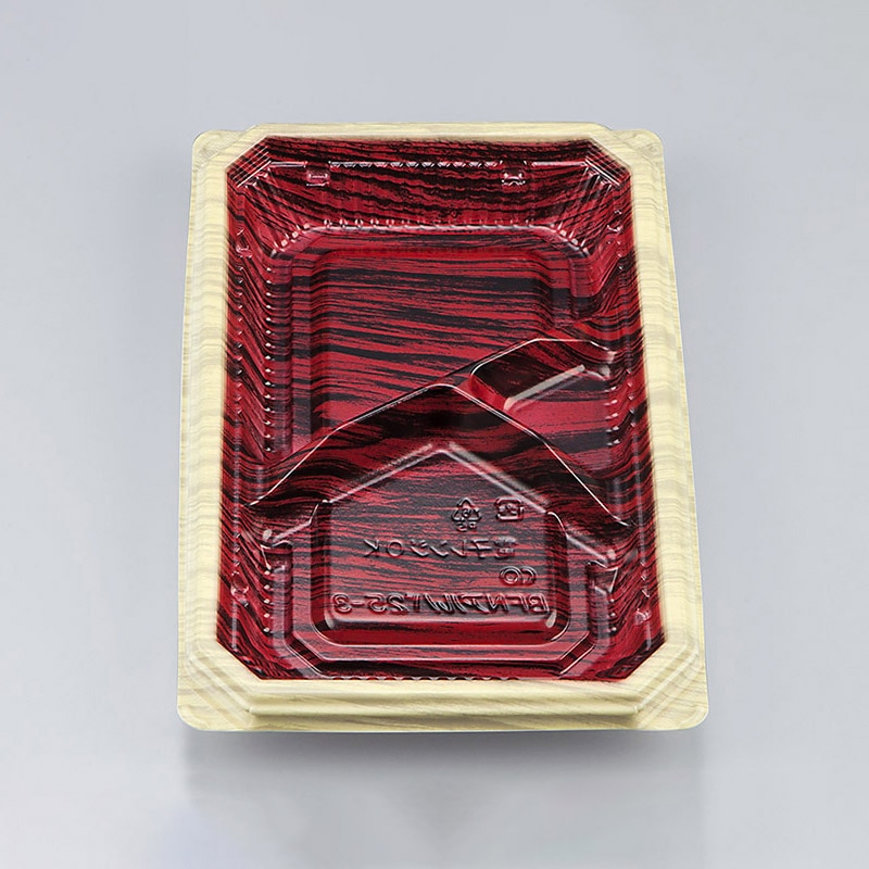 シーピー化成 弁当容器 BFNアルバ 本体 25-3 和もく赤 50枚/袋(ご注文単位12袋)【直送品】