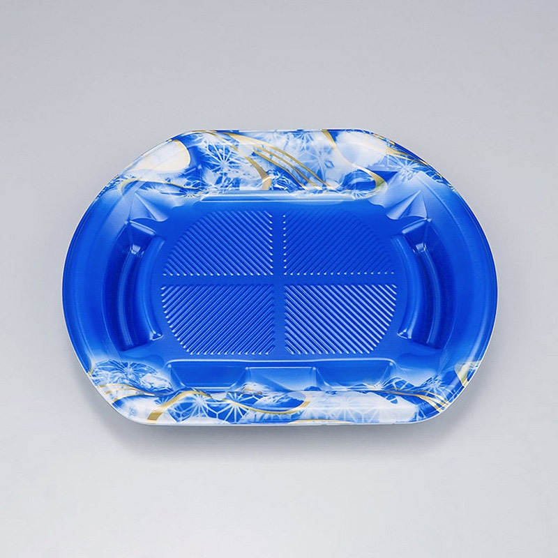 シーピー化成 刺身容器　SF磯浜半月　本体 4平 涼潮青 50枚/袋（ご注文単位12袋）【直送品】