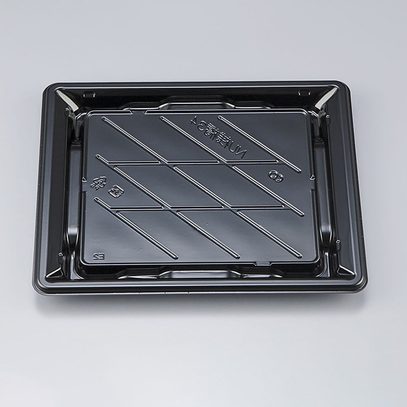 シーピー化成 寿司容器 NU桟橋 本体 34 黒 50枚/袋(ご注文単位12袋)【直送品】