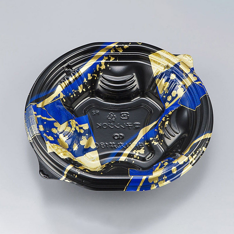 シーピー化成 丼容器 BFN丸丼 本体 180 舞絹黒青 50枚/袋(ご注文単位12袋)【直送品】
