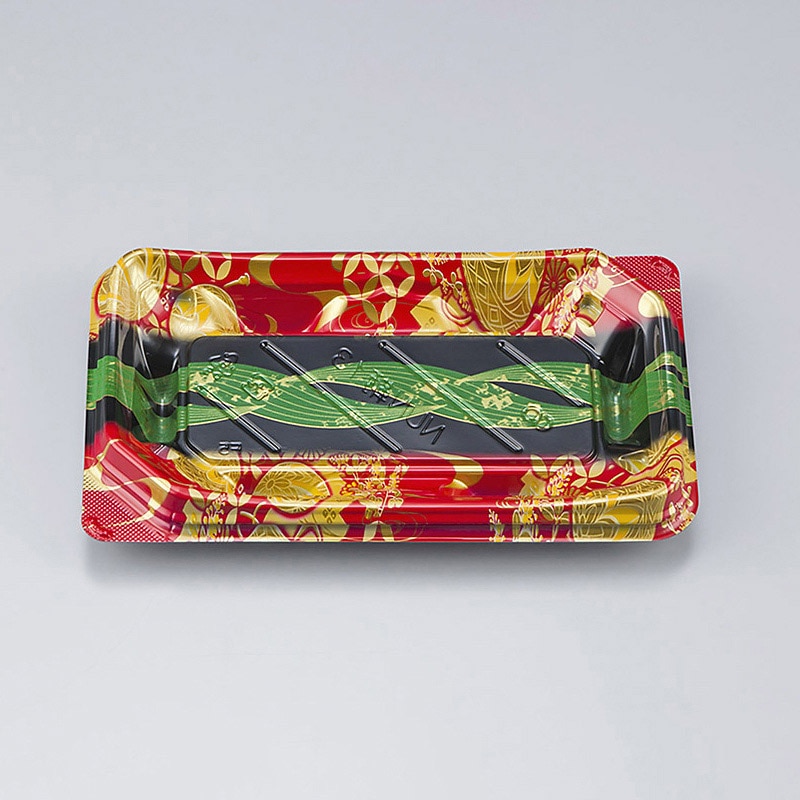 シーピー化成 寿司容器 NUN鞆 本体 13 結笹赤 50枚/袋(ご注文単位24袋)【直送品】