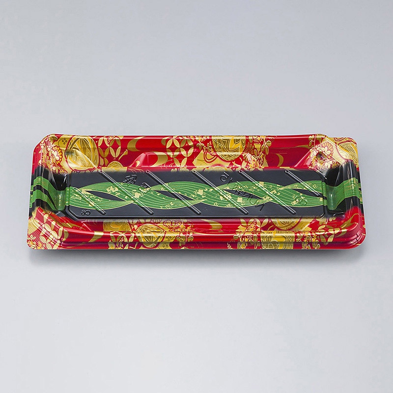 シーピー化成 寿司容器 NUN鞆 本体 15 結笹赤 50枚/袋(ご注文単位16袋)【直送品】