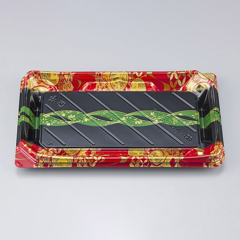 シーピー化成 寿司容器 NUN鞆 本体 25 結笹赤 50枚/袋(ご注文単位12袋)【直送品】