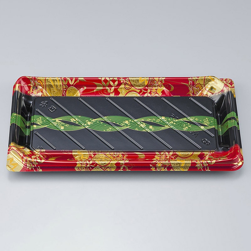 シーピー化成 寿司容器 NUN鞆 本体 26 結笹赤 50枚/袋(ご注文単位12袋)【直送品】