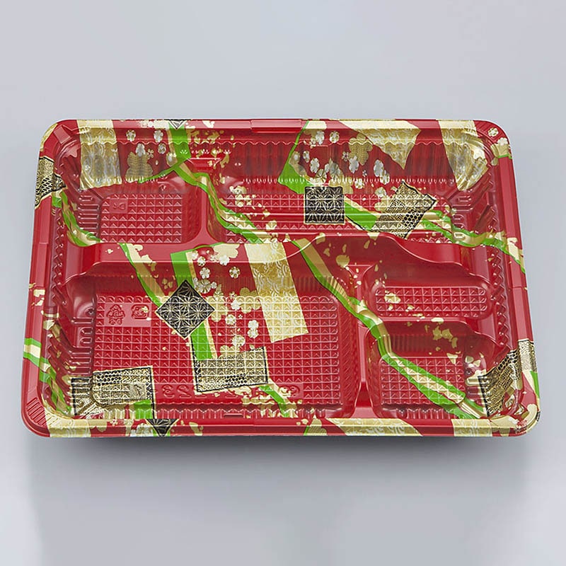 シーピー化成 弁当容器　本体  CZ-223-1　彩帯赤（N） 50枚/袋（ご注文単位12袋）【直送品】