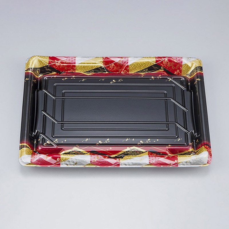 シーピー化成 寿司容器　SF鮨板　本体 35 菱紋赤 50枚/袋（ご注文単位8袋）【直送品】