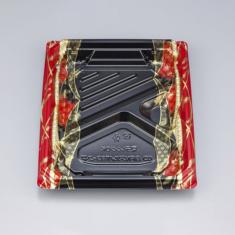 シーピー化成 弁当容器 BFNアルバ 本体 8S-2平 ゆづる赤 50枚/袋(ご注文単位12袋)【直送品】