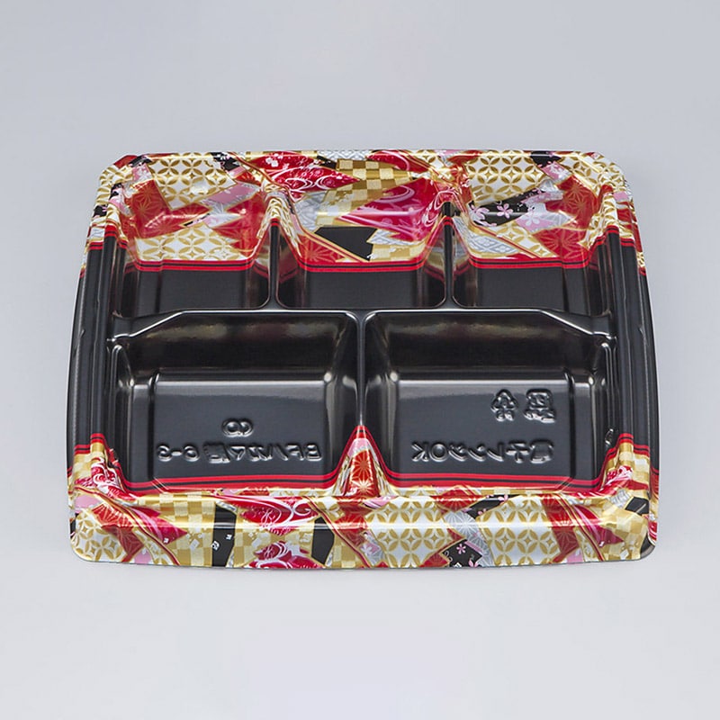 シーピー化成 弁当容器 BFハカマ膳 本体 6-3(N) 鶴姫赤 50枚/袋(ご注文単位12袋)【直送品】