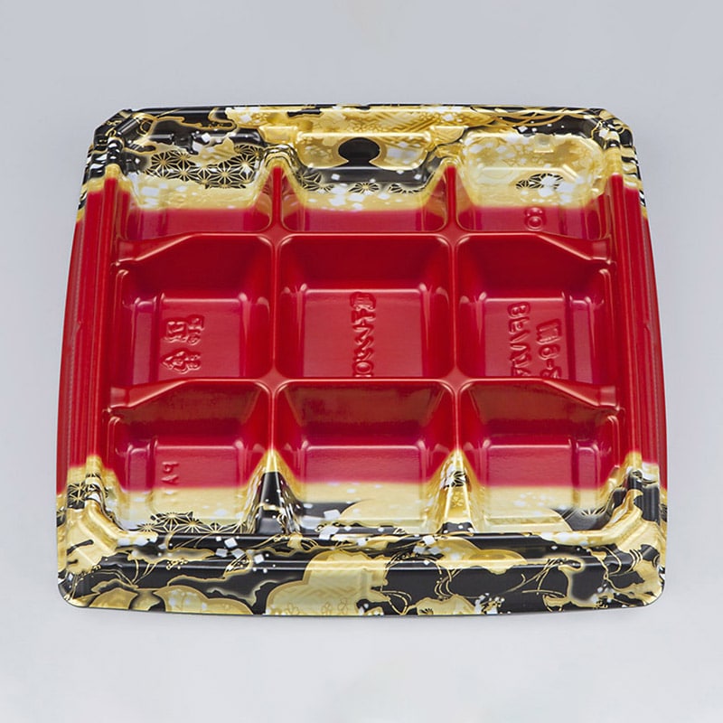 シーピー化成 弁当容器 BFハカマ膳 本体 9-2(N) 国風赤 50枚/袋(ご注文単位8袋)【直送品】