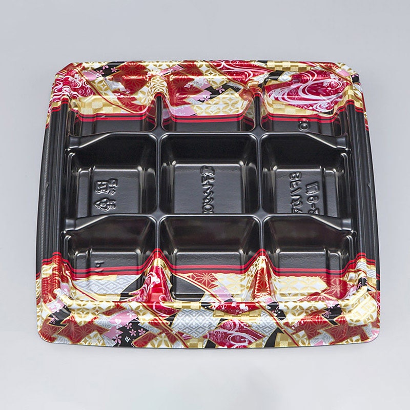 シーピー化成 弁当容器 BFハカマ膳 本体 9-2(N) 鶴姫赤 50枚/袋(ご注文単位8袋)【直送品】