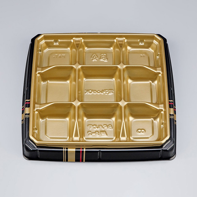 シーピー化成 弁当容器 BFハカマ膳 本体 9-2(N) 四辻金 50枚/袋(ご注文単位8袋)【直送品】