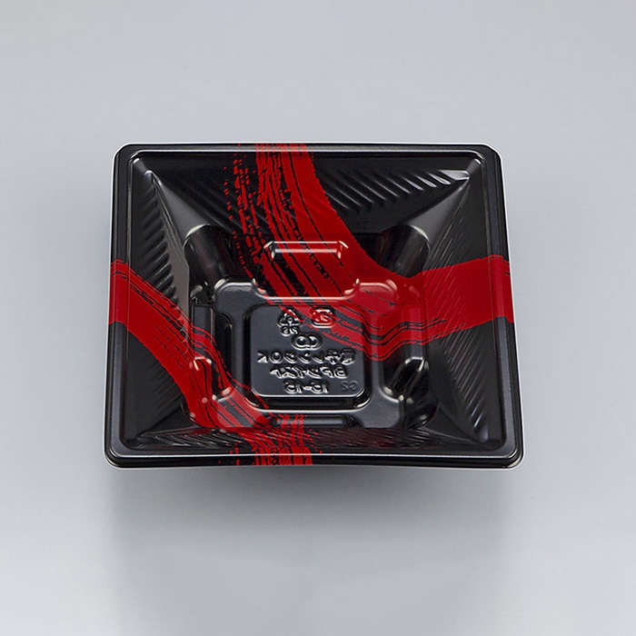 シーピー化成 弁当容器 BFツイスト 本体 15-15 筆勢黒赤 50枚/袋(ご注文単位24袋)【直送品】