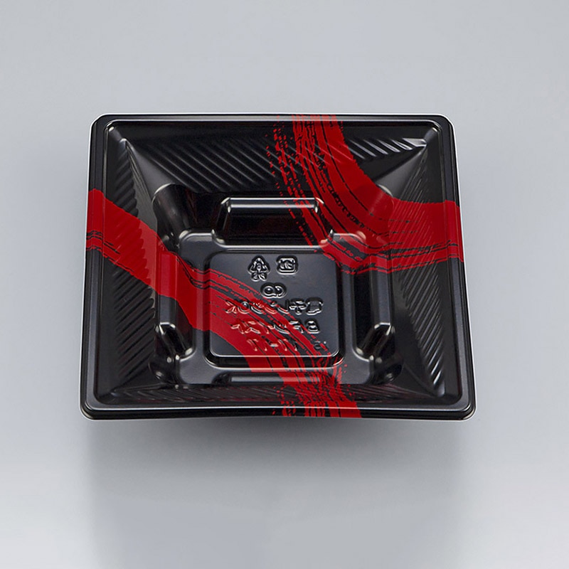 シーピー化成 弁当容器 BFツイスト 本体 17-17 筆勢黒赤 50枚/袋(ご注文単位18袋)【直送品】