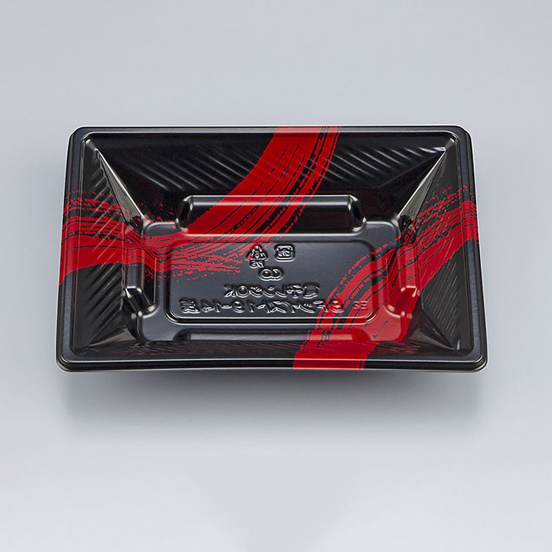 シーピー化成 弁当容器 BFツイスト 本体 19-14浅 筆勢黒赤 50枚/袋(ご注文単位24袋)【直送品】