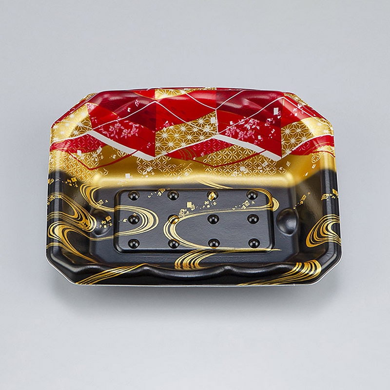 シーピー化成 刺身用トレー SFサシミ 62 海霧黒赤 50枚/袋(ご注文単位24袋)【直送品】