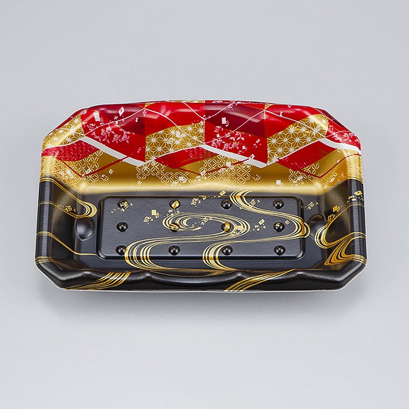 シーピー化成 刺身用トレー SFサシミ 63 海霧黒赤 50枚/袋(ご注文単位18袋)【直送品】