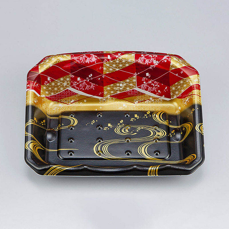 シーピー化成 刺身用トレー SFサシミ 64 海霧黒赤 50枚/袋(ご注文単位16袋)【直送品】