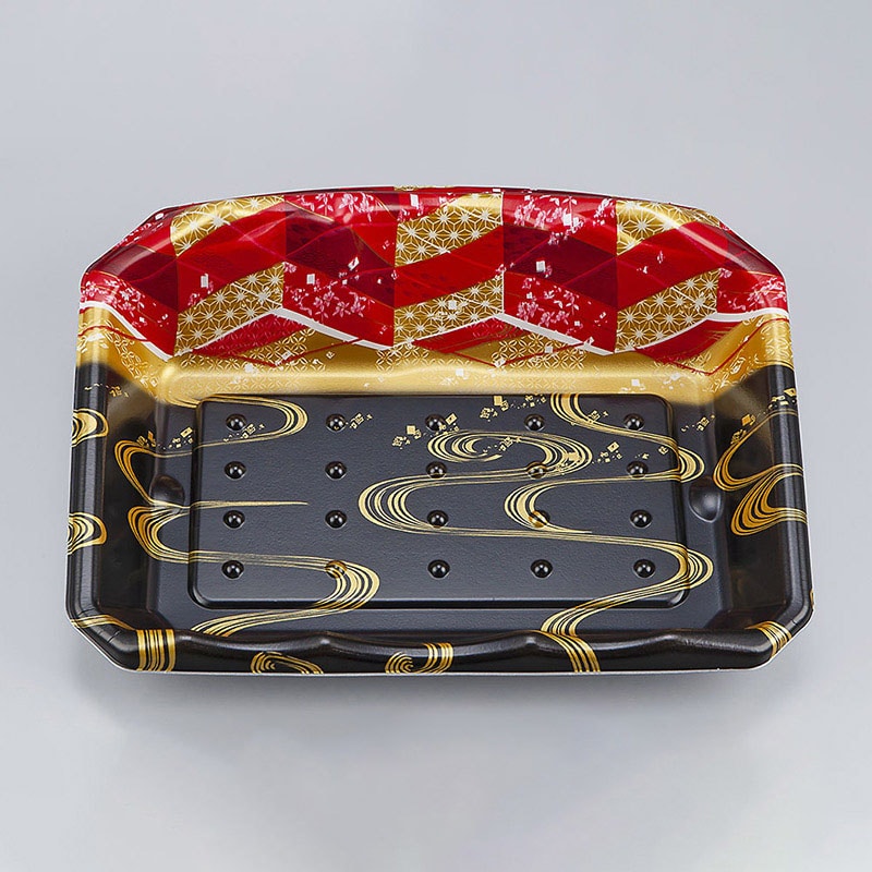 シーピー化成 刺身用トレー　SFサシミ 66 海霧黒赤 50枚/袋（ご注文単位12袋）【直送品】