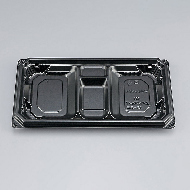 シーピー化成 弁当容器 BFNアルバ 本体 13-2平 黒 50枚/袋(ご注文単位6袋)【直送品】