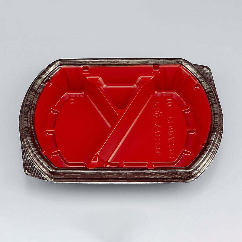 シーピー化成 弁当容器　BFN味音　本体 21-1 銀木赤 50枚/袋（ご注文単位12袋）【直送品】